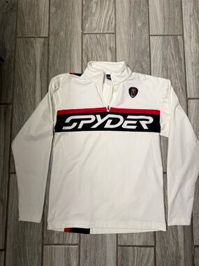 Spyder Men’s White/Black/Red Half-Zip Pullover Performance Top Size Small
